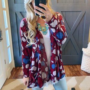 PLUS NWT Made in the USA Floral Knit Cardigan XL